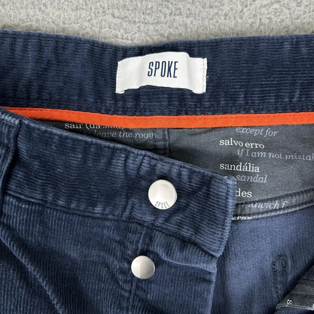 Spoke Pants Mens‎ 36 Blue Fives Corduroy Stretch 5 Pocket Button Fly Slim Fit